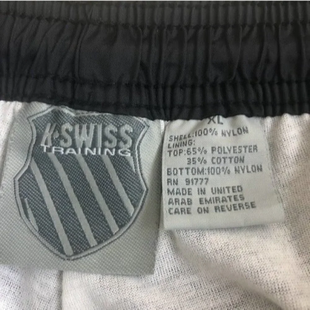 Vintage K-Swiss Black Training Athletic Pants XL Lined Elastic Waistband